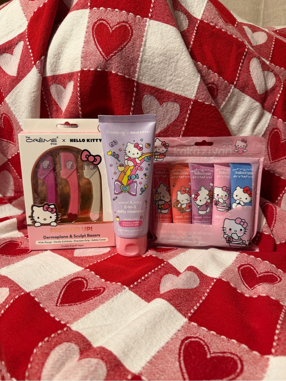 Hello Kitty Beauty Bundle Kakaziyan &  The Crème Shop lotion cleanser dermaplane